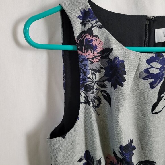 Elle Floral Sleeveless Dress Size 6 Fit Flare Dressy Office Lined Stretchy EUC - Picture 5 of 13